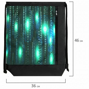 Мешок для обуви ЮНЛАНДИЯ с ручками, боковой карман на молнии, 46х36 см, Matrix, 271068