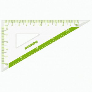 Набор чертежный средний ЮНЛАНДИЯ "ГЕОМЕТРИЯ" (линейка 18см, 2 треуг, трансп), зеленая шкала, 210740