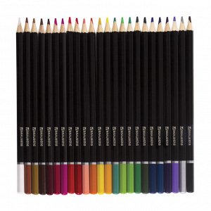 Карандаши цветные BRAUBERG "Artist line", 24 цв., черный корпус, заточенные, высшее качество, 180565