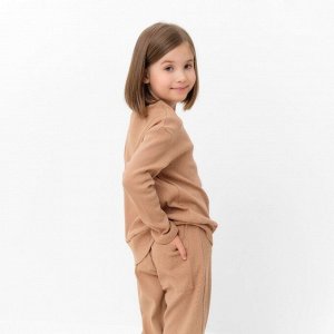 Костюм для девочки (свитшот, брюки) MINAKU цвет бежевый, рост