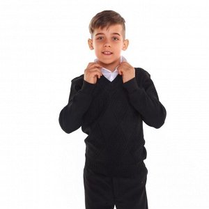 Школьный джемпер-обманка для мальчиков, цвет чёрный, рост 152-158см