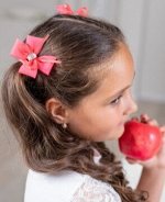 Стильный бантик на резинке из капроновой ленты с декоративной серединой