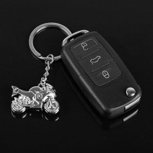 Брелок автомобильный для ключей Cartage, мотоцикл, металл, темный хром