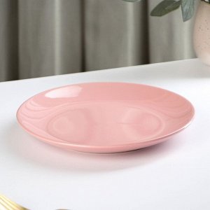 Тарелка керамическая десертная Доляна «Пастель», d=19 см, цвет розовый