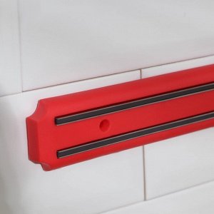Держатель для ножей магнитный Доляна «Цветная линия», 33 см, цвет красный