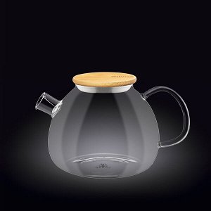 WILMAX Thermo Glass Заварочный чайник с деревянной крышкой пузатый  1200мл WL-888824/A