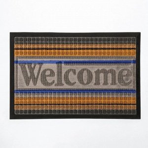 Коврик влаговпитывающий придверный с окантовкой Доляна «Welcome. Стандарт», 40x60 см, цвет МИКС