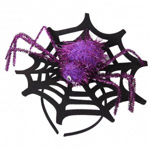 Ободок для волос пластик "фетровая паутина и паук"