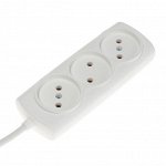 Удлинитель Luazon Lighting ECO, 3 розетки, 2.7 м, 10 А, 2200 Вт,ПВС 2х0.75 мм2,без з/к,белый