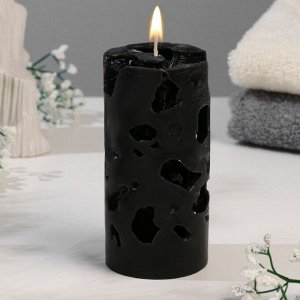Свеча ароматическая декоративная "Ажурная", черный, 6х13 см, кожа и печенье