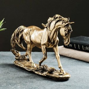 Фигура "Лошадь на камне" 29х9х23см бронза с позолотой