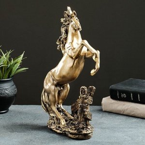 Фигура "Лошадь на камне" 20х10х30 см, бронза с позолотой