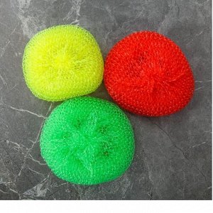 Набор губок для мытья посуды Доляна «Бублик», 3 шт, пластик, цвет МИКС