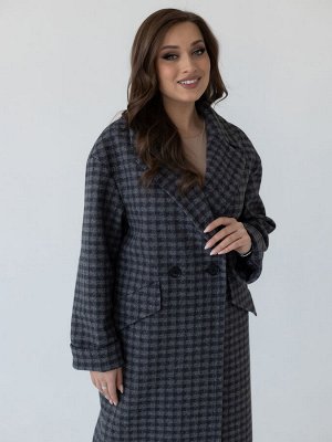 Пальто женское демисезонное 24710 (черно-серый)