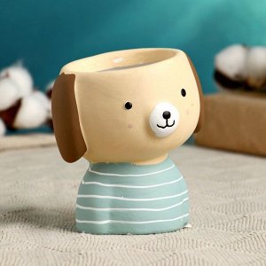 Горшок для цветов «Милый Пёсик в голубой тельняшке» керамический, 300 мл, 6x11 см