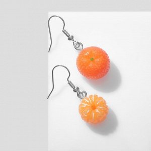 Серьги "Мандаринки", цвет оранжевый в серебре