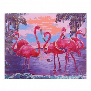 Алмазная мозаика с частичным заполнением «Розовые фламинго» 40х50 см, на подрамнике