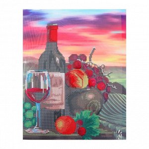 Алмазная мозаика с частичным заполнением «Натюрморт с вином» 40х50 см, на подрамнике