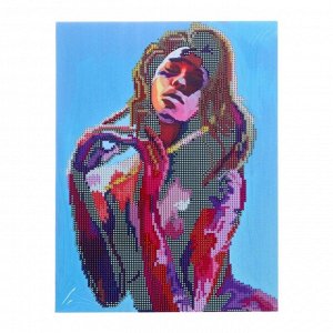 Алмазная мозаика с частичным заполнением на подрамнике «Девушка в красках» 30х40 см