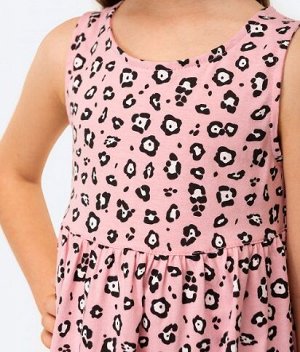 Платье для девочки розовое принт леопард