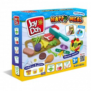 Масса для лепки Joy Doh, набор HAPPY MEAL - ОБЕД НА ВСЮ СЕМЬЮ, мн. блюд, 16 аксессуаров,  3 баночки с тестом,  (3 x 50 г.)