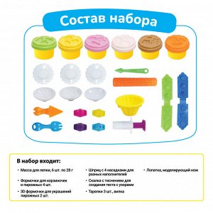 Масса для лепки Joy Doh, набор CUPCAKE SET - ЛЮБИМЫЕ ПИРОЖНЫЕ, 3d формы, 18 аксессуаров,  6 баночек с тестом,  (6 x 28 г.)