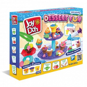 Масса для лепки Joy Doh, набор DESSERT FUN - СЛАДКОЕЖКА, поднос с пресс-формами, 15 аксессуаров,  3 баночки с тестом,  (3 х 50 г.)