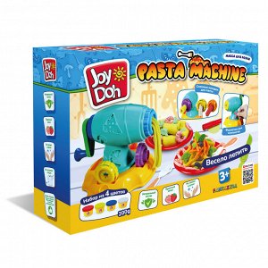 Масса для лепки Joy Doh, набор PASTA MACHINE - МАКАРОННИЦА, машинка для пасты, смен. насадки, 11 аксессуаров, 4 баночки с тестом,  (4 х 50г.)