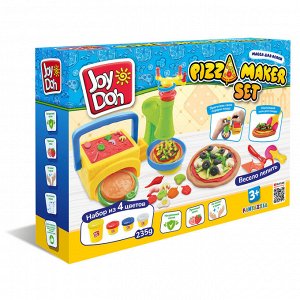 Масса для лепки Joy Doh, набор PIZZA MAKER SET - ПИЦЦЕРИЯ, печь с пресс-формами, машинка для терки сыра, 8 аксессуаров, 4 баночки с тестом, (3 х 50г.) + (1 х 85г.)