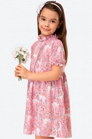 Платье для девочки розовое с единорогами