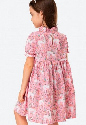 Платье для девочки розовое с единорогами