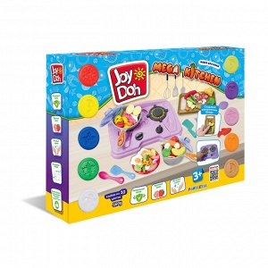 Масса для лепки Joy Doh, набор MEGA KITCHEN - МЕГА КУХНЯ, плита с конфорками, доп. пресс-формы, 27 аксессуаров, 10 баночек с тестом, (10 х 56г.)