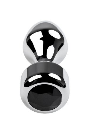 Анальная втулка Metal by TOYFA, металл, серебряная, с чёрным кристаллом, 10,8 см, ? 4 см, 200 г