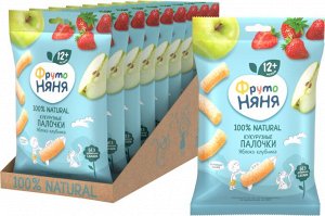 ФРУТОНЯНЯ Палочки кукурузные 20г яблоко-клубника большая упаковка 9 шт
