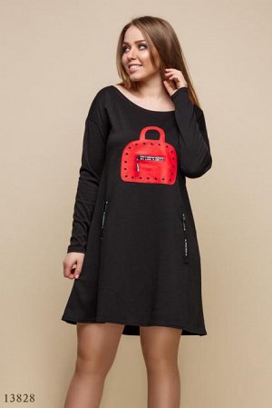 Женское платье большого размера City черный сумочка