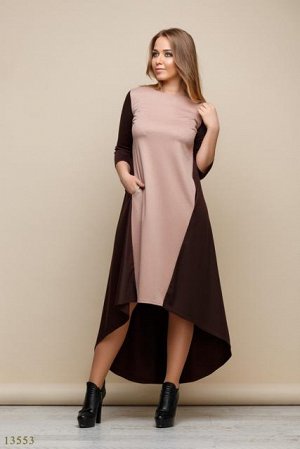 Женское платье большого размера Кари коричневый бежевый