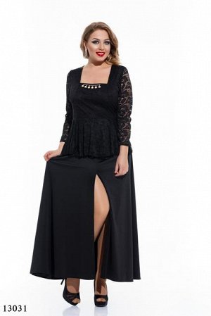 Женское платье большого размера в пол Тора черный