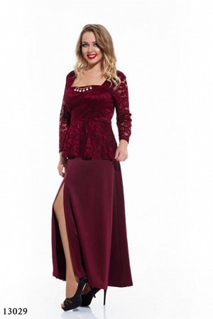 Женское платье большого размера в пол Тора бордовый