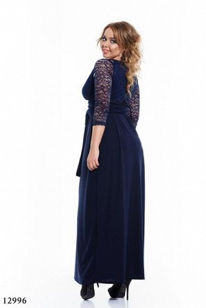 Женское платье большого размера в пол Таира темно синий