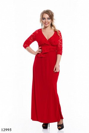 Женское платье большого размера в пол Таира красный