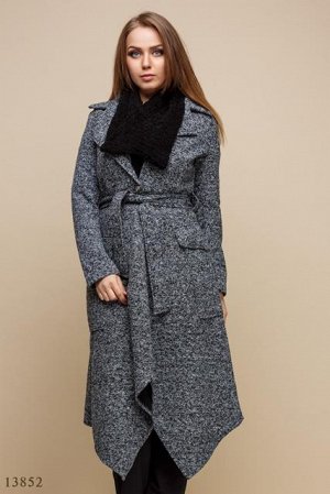 Женское пальто Букле серый рябой