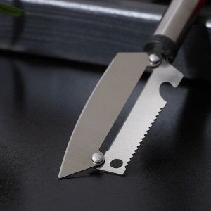 Шинковка, нож для нарезки, открывалка Доляна «Помощник», 3 в 1, 19,5 см (лезвие 9,8 см), цвет серебряный, чёрный
