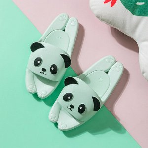 Детские шлепанцы "Панда", цвет зеленый
