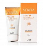 Крем солнцезащитный с муцином улитки SPF50+/PA+++/Verpia Snail UV Sun Block , Juno, Ю.Корея, 70 г, (200)