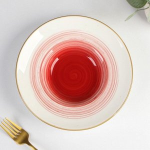 Тарелка фарфоровая для пасты Доляна «Космос», 150 мл, d=21 см, цвет красный