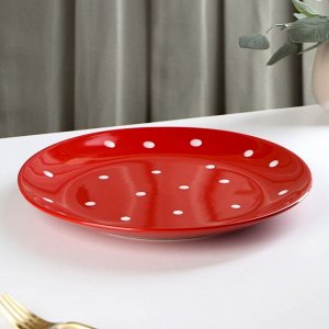 Тарелка керамическая обеденная Доляна «Красныйорох», d=27 см, цвет красный