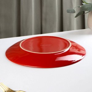 Тарелка керамическая обеденная Доляна «Красныйорох», d=27 см, цвет красный