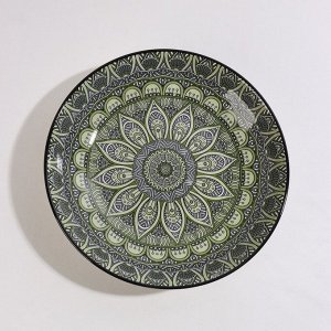 Тарелка керамическаялубокая Доляна «Мирсоле», d=21 см, цвет зелёный