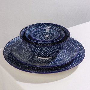 Салатник керамический Доляна «Бодом», 340 мл, d=12 см, цвет синий
