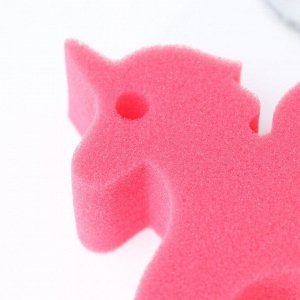 Губка для тела детская «Единорог», 11x9,5x4 см, цвет розовый